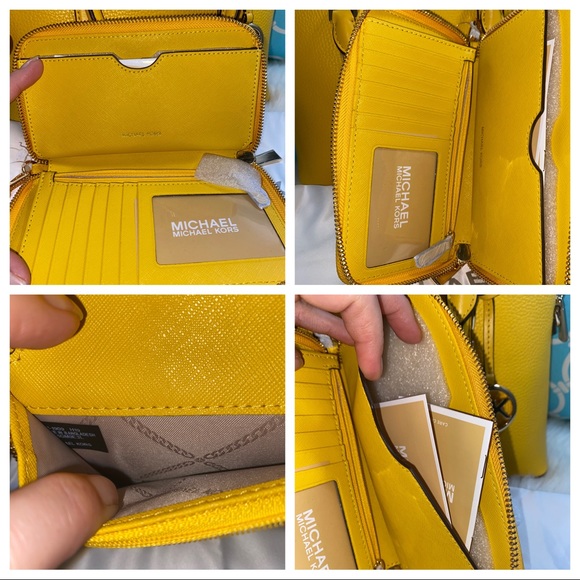 SOLD Michael Kors Sunflower Bedford Legacy Med Dome & Jet Set Sunflower Wallet - Picture 13 of 16